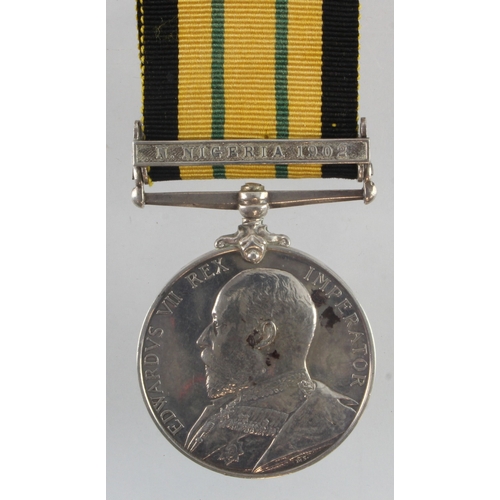 570 - Africa General Service Medal EDVII with bar N.Nigeria 1902 (348 Pte Abogi Ayi 1st N.Nigeria Regt)