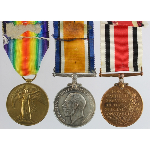 602 - BWM & Victory Medal (209992 Cpl E J Hunt RAF) GV (crowned) Special Constabulary Medal (John Hunt). W... 