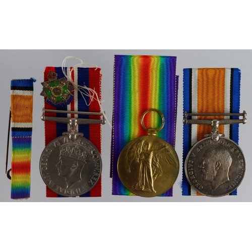 603 - BWM & Victory Medal (23806 Pte B Young Bord Regt) served 7th Bn, with box and envelope of issue, liv... 