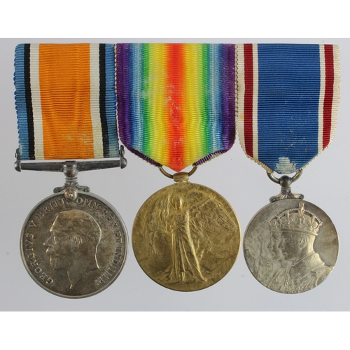 614 - BWM & Victory Medal (34039 Pte R E Wightman North'D Regt) mounted with 1937 Coronation Medal. With r... 