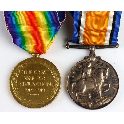 615 - BWM & Victory Medal (34091 Pte B O'Brian Wilts R)