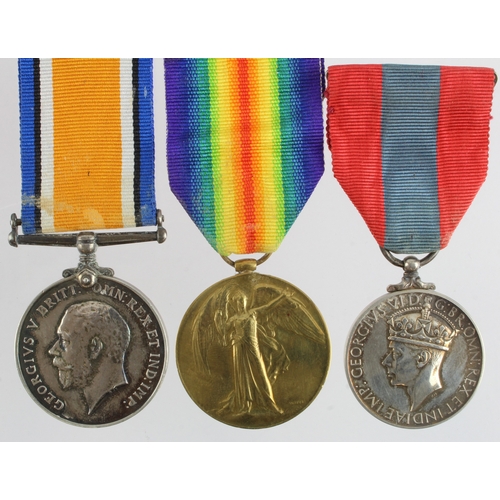 631 - BWM & Victory Medal (G-13645 Pte W G Savill The Queens) with GVI Imperial Service Medal (Walter Godd... 