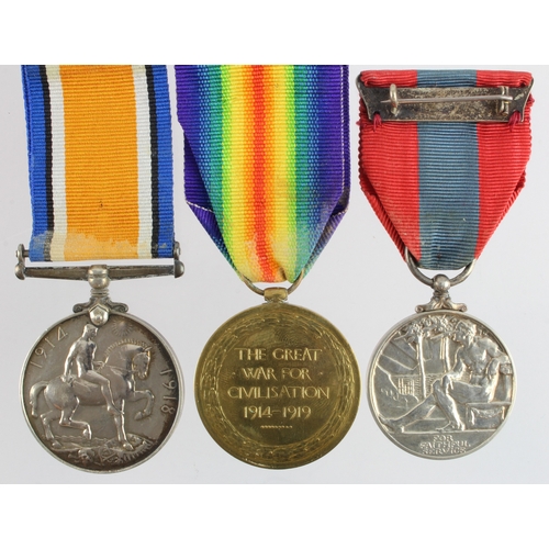 631 - BWM & Victory Medal (G-13645 Pte W G Savill The Queens) with GVI Imperial Service Medal (Walter Godd... 