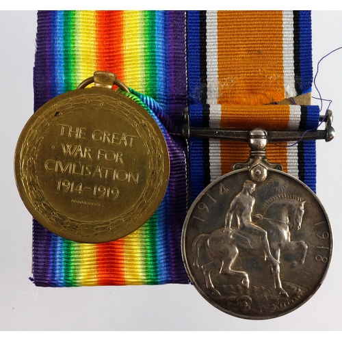 632 - BWM & Victory Medal (G-15298 Pte E C Holmes R.W.Kent.R) Killed in Action with 7th Bn 19th Sept 1918.... 