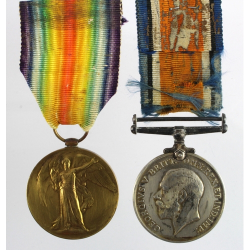 633 - BWM & Victory Medal (G-58059 Pte A H Swettenham R.Fus) with research, born Islington, London. Killed... 