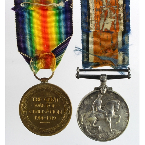 633 - BWM & Victory Medal (G-58059 Pte A H Swettenham R.Fus) with research, born Islington, London. Killed... 