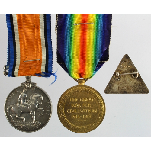 636 - BWM & Victory Medal (P-6029 L.Cpl P Mandy MFP) with research, born Liverpool, pre war he served Irel... 