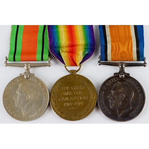 643 - BWM & Victory Medal + Defence Medal (5399 Pte A Hayward 6-London R)   (3)