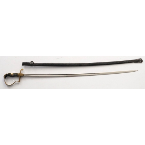 66 - German 3rd Reich Infantry Officers Sword maker marked Carl Eikhorn Solingen, stirrup hilt, blade 33