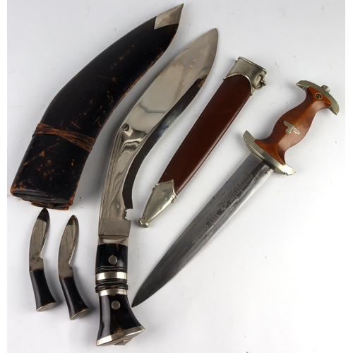 69 - German 3rd Reich SA Dagger with repainted scabbard, blade maker marked 'Adolf Volker Schmalkalden'. ... 