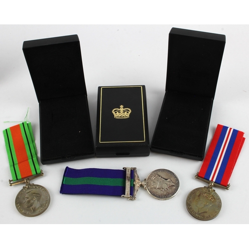 710 - Late issue group - Defence & War Medal with GVI GSM for Palestine 1945-48 (10551352 LCpl S L J Goodb... 