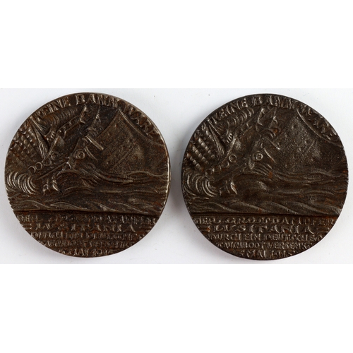 713 - Lusitania WW1 commemorative medallions minted to commemorate the sinking of the ship by a German sub... 