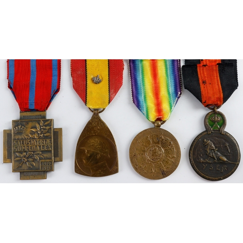 717 - Medals five WW1 Belgian including Yser medal, Victory medal, War medal etc.