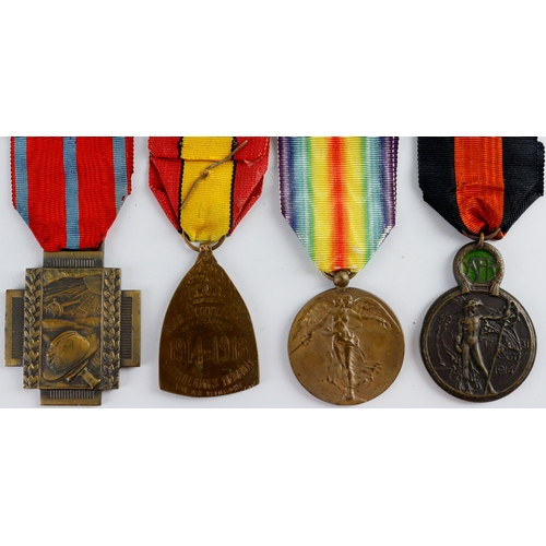 717 - Medals five WW1 Belgian including Yser medal, Victory medal, War medal etc.