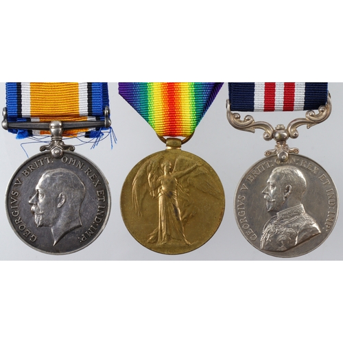 723 - Military Medal, BWM & Victory Medal for 20874 Sjt F W Button 18 Bn Lancs Fus. MM L/G 17/6/1919, one ... 