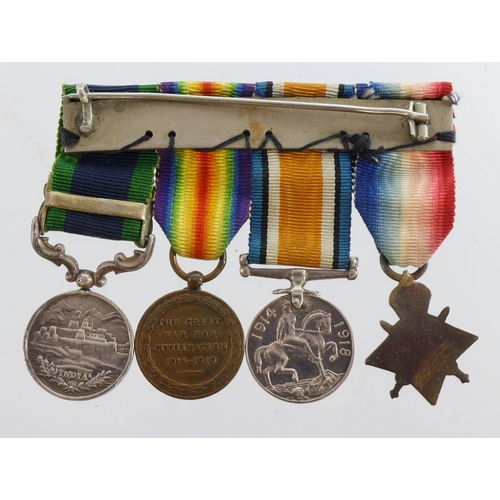 726 - Miniature medal group mounted as worn - 1915 Star Trio + IGS GV with Malabar 1921-22 clasp