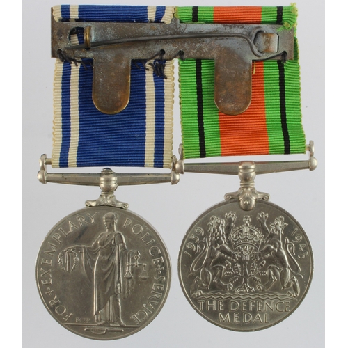 747 - Police QE2 LSGC Medal (Inspr Lionel A. Swift) mounted with Defence Medal  (2)