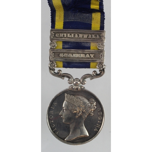 748 - Punjab Medal 1849 with bars Goojerat/Chilianwala named (Lieut H. Swinhoe, 30th Bengal N.I.). Henry S... 