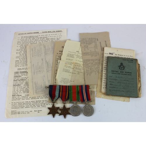 757 - RAF Burma group with 1939-45 star, Burma star, Defence and War medals with a selection of documents ... 