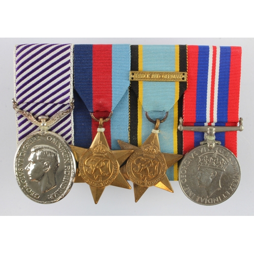 758 - RAF gallantry medals DFM, 1939-45 star, Air Crew Europe with F&G clap and War medals mounted for wea... 