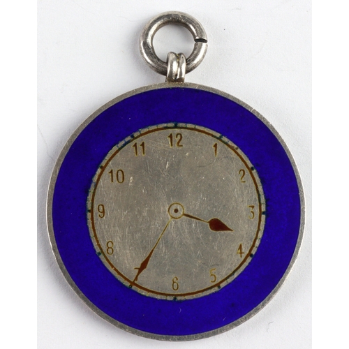 766 - Royal Engineers WW1 period? unmarked silver & enamel medal, on the reverse it shows a clock face whi... 