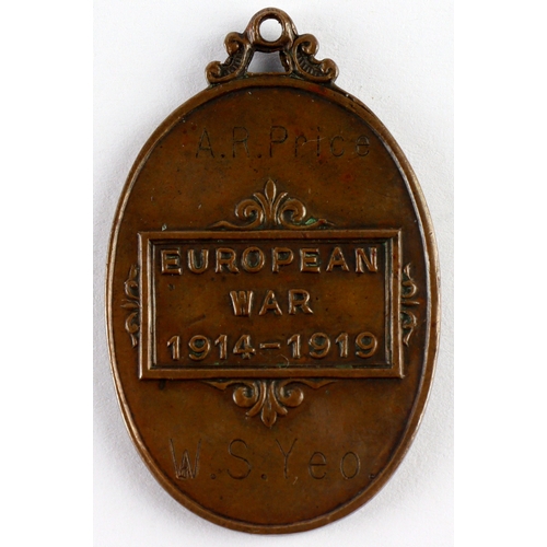 791 - Tribute medal WW1 period, Midland Railway Ambulance medal in bronze, reads on the back 