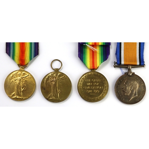 793 - Victory Medal (11263 Pte W Murrell R.Suss.R) with BWM & Victory Medal to (50725 Pte J Butcher Suffol... 