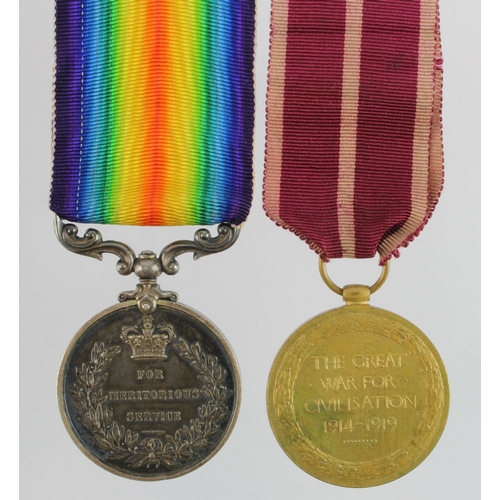 795 - Victory Medal (19618 A.Cpl A E Yapp RA) with GV Meritorious Service Medal (249188 Sapr-A.L.Cpl A E Y... 