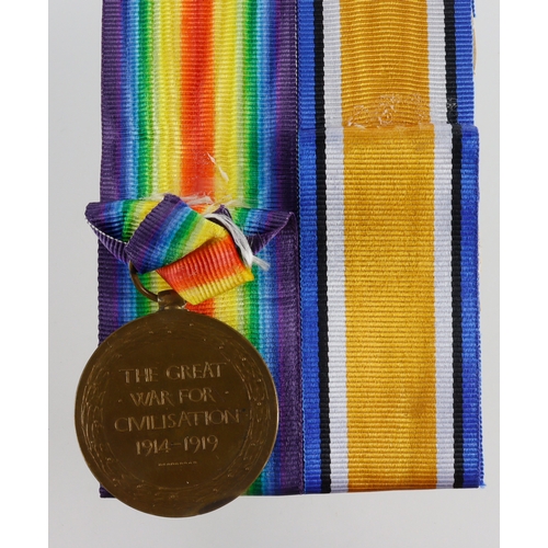 797 - Victory Medal (254128 Pte T V Clark 3-London) Died of Wounds 20th Sept 1918 serving as 20394 with 8t... 