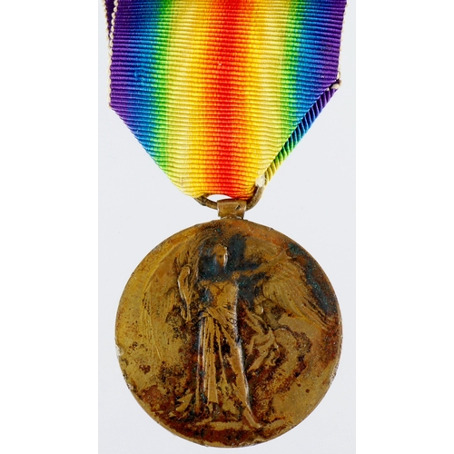 805 - Victory medal to 15191 Pte William Ainscough 7th bn The Loyal North Lancashire Reg K in A 4-7-1916 c... 