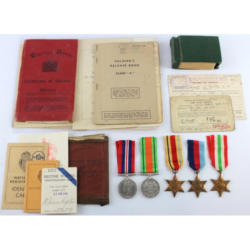 821 - WW2 group to 7011483 W/WOII E F Smith RAC previously served Royal Ulster Rifles comes with 1939-45 s... 