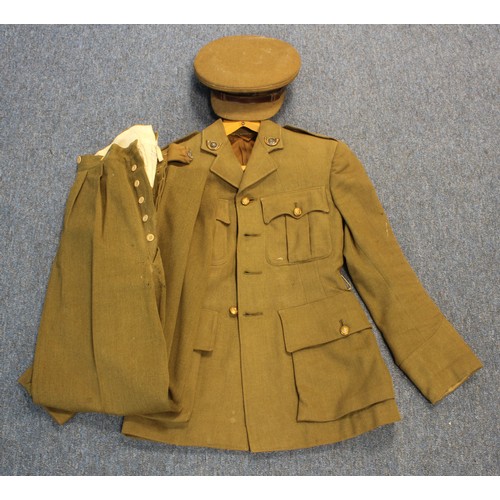 525 - WW2 officers uniform to a captain in the KOYLI all complete with jacket with dive patchers to each a... 