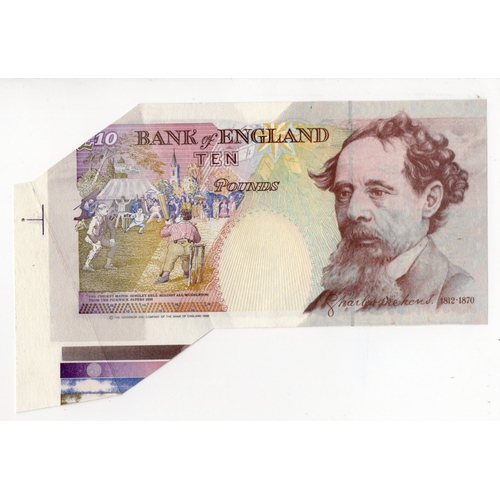 103 - ERROR Kentfield 10 Pounds issued 1992, DOUBLE error with part of note missing top right including pa... 