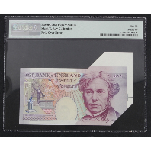 106 - ERROR Kentfield 20 Pounds issued 1994, a DOUBLE error, a large extra flap of paper at top left, and ... 