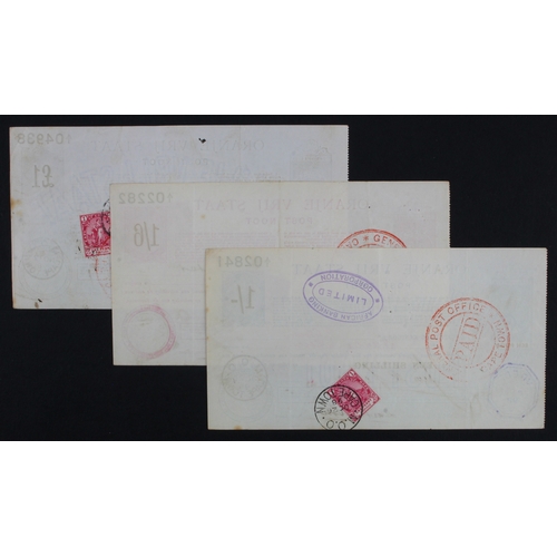 1088 - South Africa Orange Free State (Oranje Vrij Staat) postal orders (3) all dated 1898, 1 Shilling, 1 s... 