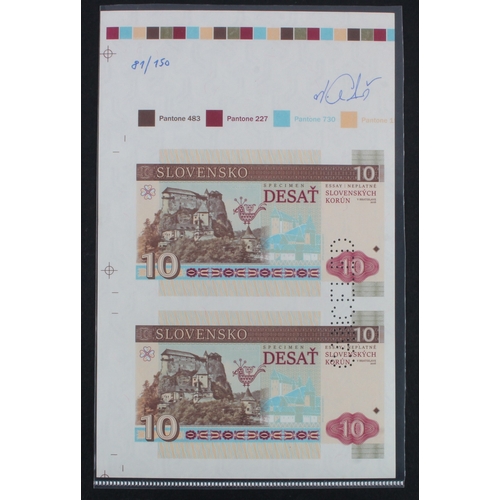 11 - Test Note, 10 Korun Slovakia (not legal tender), private essay security printing specimen test notes... 