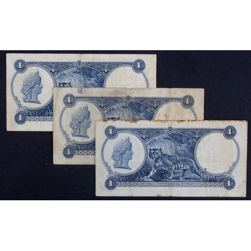 1111 - Straits Settlements 1 Dollar (3), dated 1st January 1935, portrait King George V at right, serial K/... 