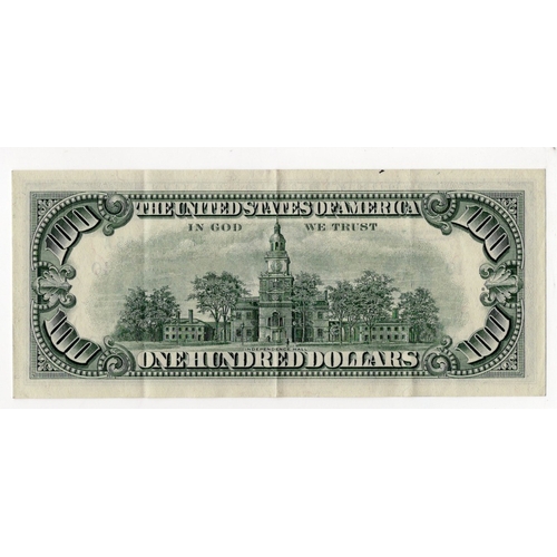 1153 - United States of America 100 Dollars series of 1969, Kansas City, serial J00870885 (Pick454a) EF