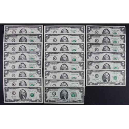 1154 - United States of America 2 Dollars (22), 2 Dollars series 1976 (7) EF to about Uncirculated, series ... 