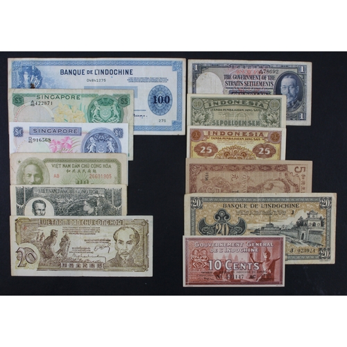 1179 - World, Asia (12), comprising Straits Settlements 1 Dollar 1935, Singapore 1 & 5 Dollars Orchid serie... 