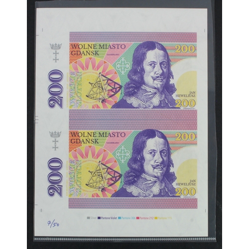 12 - Test Note, 200 Zlotych Danzig/Gdansk (not legal tender), private essay security printing specimen te... 