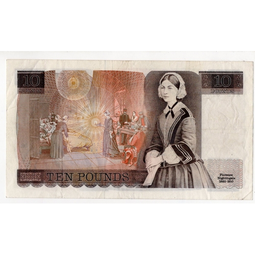 120 - ERROR Page 10 Pounds issued 1975, rare error MISSING SIGNATURE, on a FIRST series note, serial A12 3... 