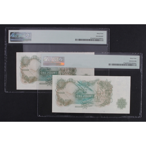 129 - Fforde & Page 1 Pound, a rare signature sequence pair, consecutive overlapping serial numbers W86B 3... 