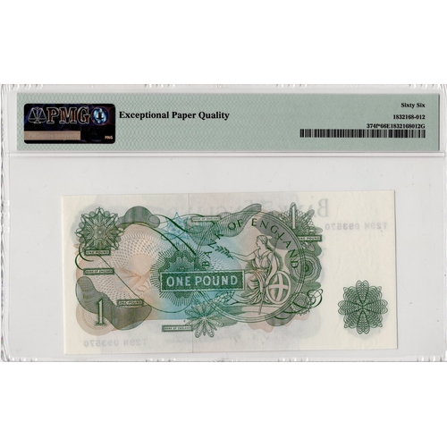 131 - Fforde 1 Pound (B308) issued 1967, rare FIRST MID RUN REPLACEMENT note 'T29M' prefix, scarcer issue ... 