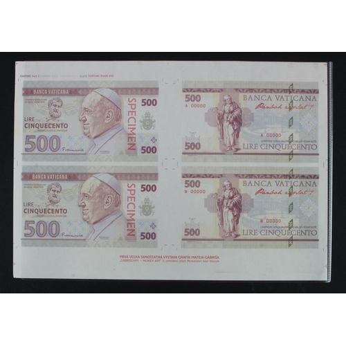 14 - Test Note, 500 Lire Banca Vaticana (not legal tender), private essay security printing specimen test... 