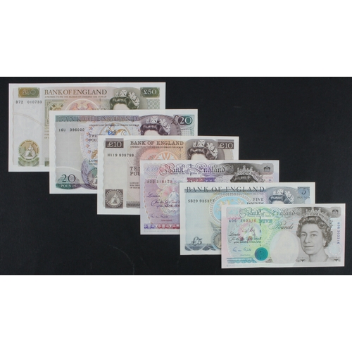 144 - Gill (6), one example of all notes issued by Gill, 50 Pounds, 20 Pounds, 10 Pounds and 5 Pounds issu... 