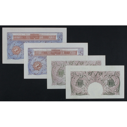 226 - Peppiatt (4), 10 Shillings issued 1940 (2), mauve WW2 emergency issue, serial O45D 168162 & X07E 377... 