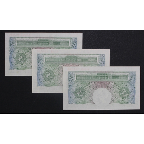 229 - Peppiatt 1 Pound (3), issued 1948 with security thread, A64B, A75B, A76B (B260, Pick369a) EF