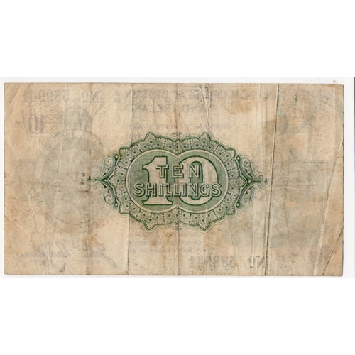 24 - Bradbury 10 Shillings (T18) issued 1918, serial A/14 589941, No. with dash (T18, Pick350a) some dirt... 