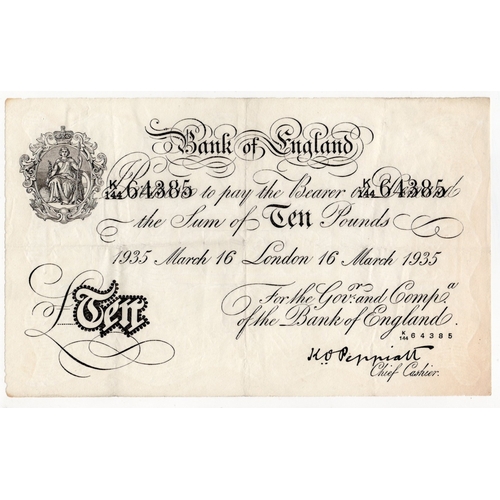 249 - Peppiatt BERNHARD note, 10 Pounds dated 16th March 1935, serial K/144 64385, London issue (B242 for ... 